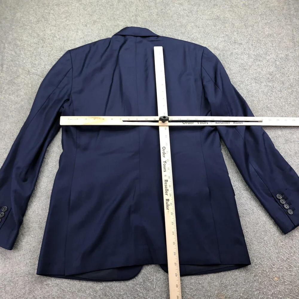 Marzoni Suit Jacket Mens 38 Blue Wool Solid 2 Button Italy Business Formal
